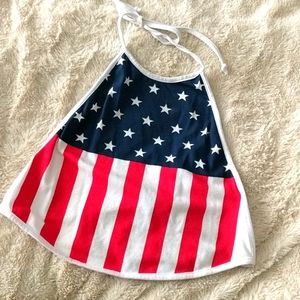 LA Hearts Tie Halter Open Back American Flag